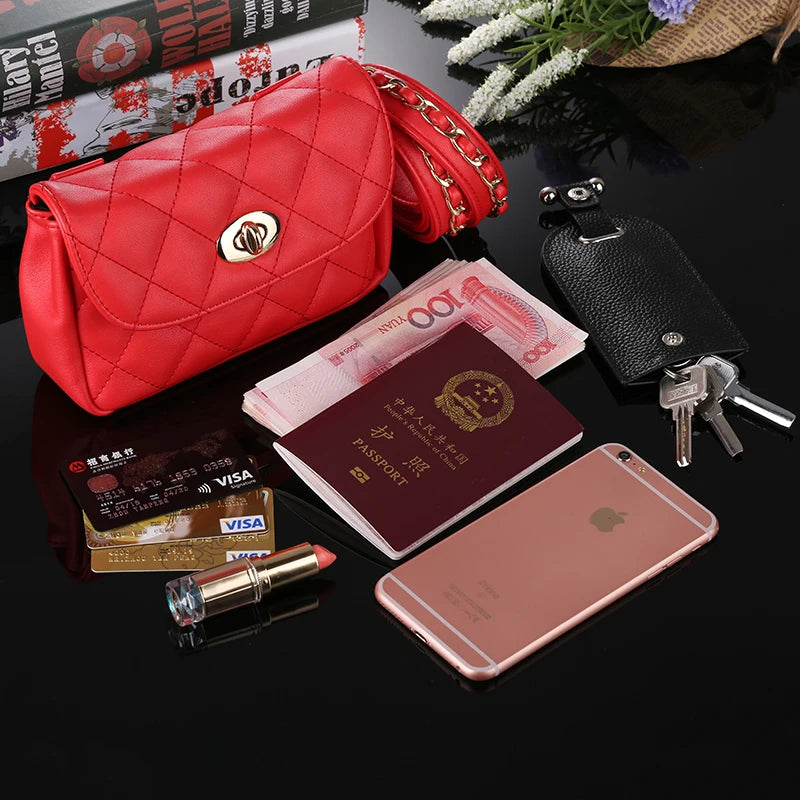 Mihaivina Fashion Leather Waist Bag Women Fanny Chest Bag Pack Femal Plaid Belt Bags Hip Money Travel Phone Pouch Bags