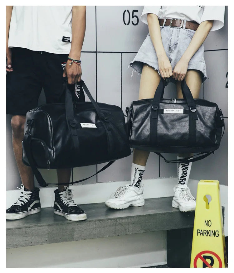 Sporttasche Leder Damen Fitness Schuhfach Herren Duffle Umhängetasche Wasserdicht Reise Training Große Sport Handtasche