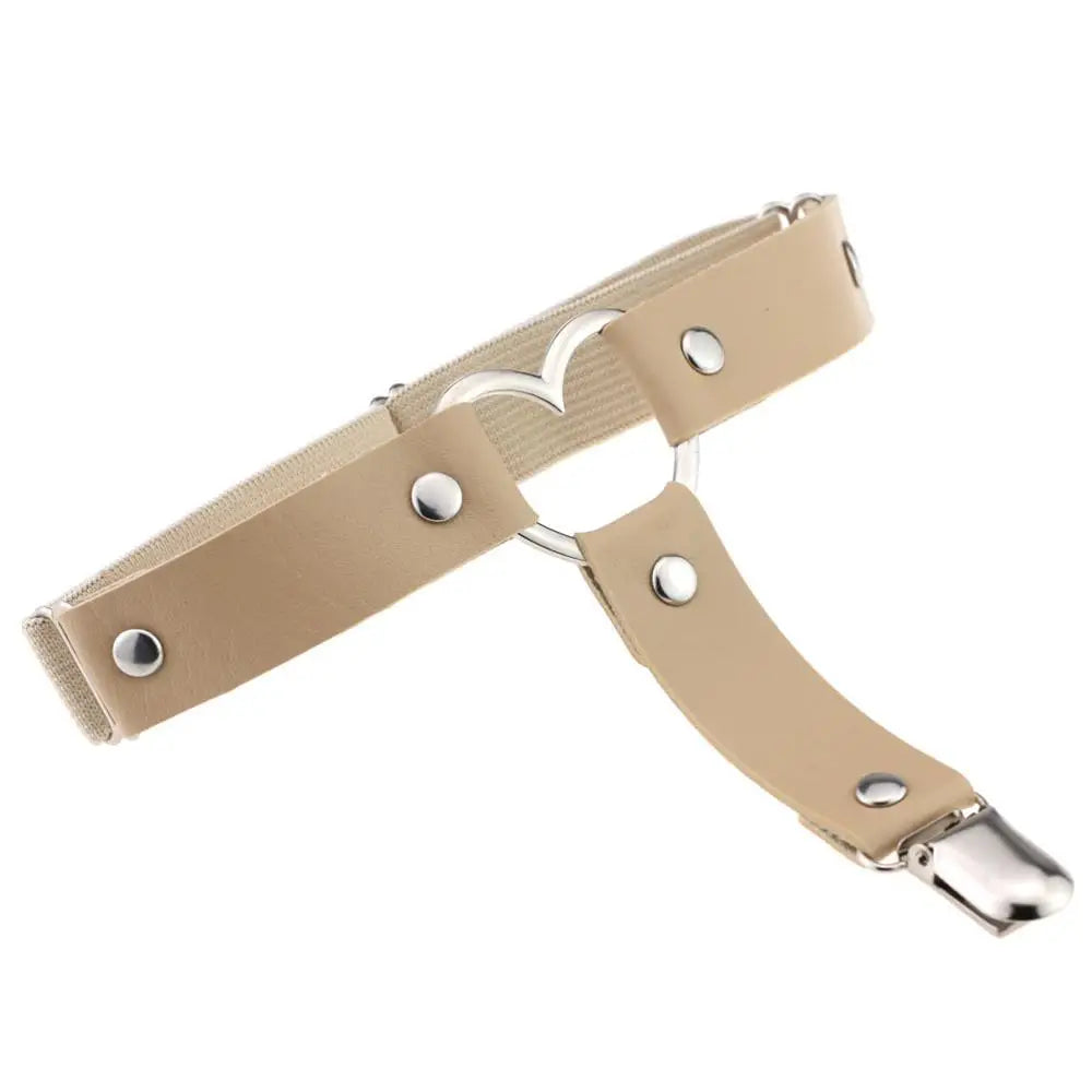1 pcs Black Pu Leather Heart Leg Garter Belt Women Elastic Straps Emo Adjustable Thigh Harness Kawaii Punk Gothic Accessories