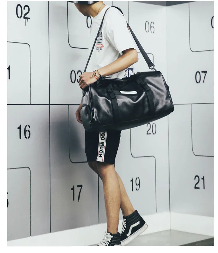 Sporttasche Leder Damen Fitness Schuhfach Herren Duffle Umhängetasche Wasserdicht Reise Training Große Sport Handtasche