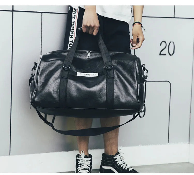 Sporttasche Leder Damen Fitness Schuhfach Herren Duffle Umhängetasche Wasserdicht Reise Training Große Sport Handtasche