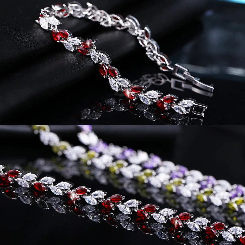 CWWZircons The New  Summer Design White Gold Color Austrian Royal Blue Crystal Bracelets for Women Fashion Jewelry CB133