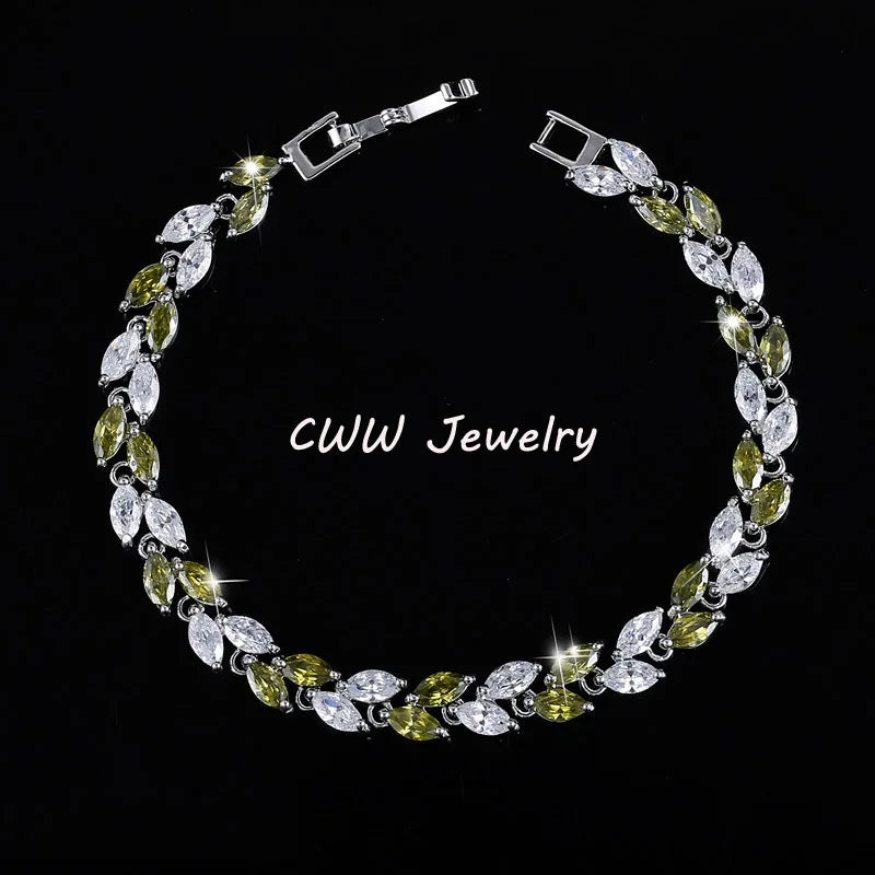 CWWZircons The New  Summer Design White Gold Color Austrian Royal Blue Crystal Bracelets for Women Fashion Jewelry CB133
