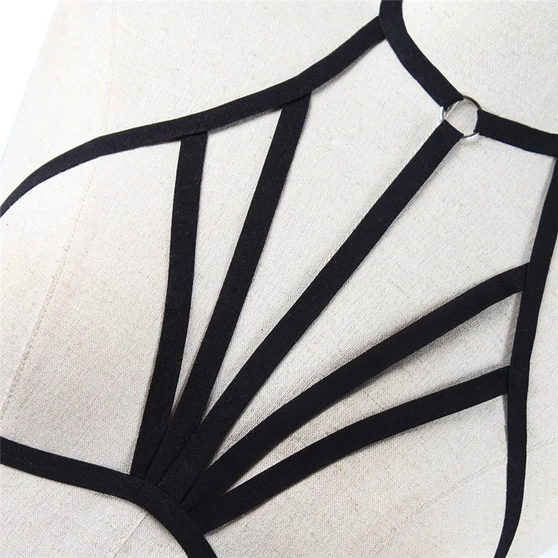 Sexy Alluring Bustier Bandage Cage Cupless Bra Goth Lingerie Elastic Lingerie Bandage Belt Crop Tops