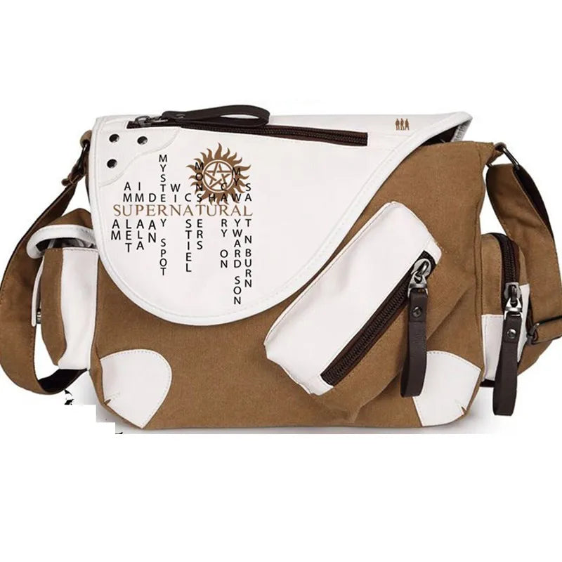 Supernatural Evil SPN Women Canvas Casual Zipper Shoulder Bag Crossbody Bags Schoolbags Messenger Bag