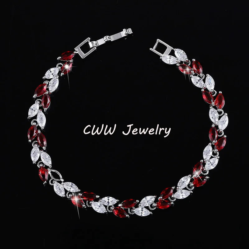 CWWZircons The New  Summer Design White Gold Color Austrian Royal Blue Crystal Bracelets for Women Fashion Jewelry CB133