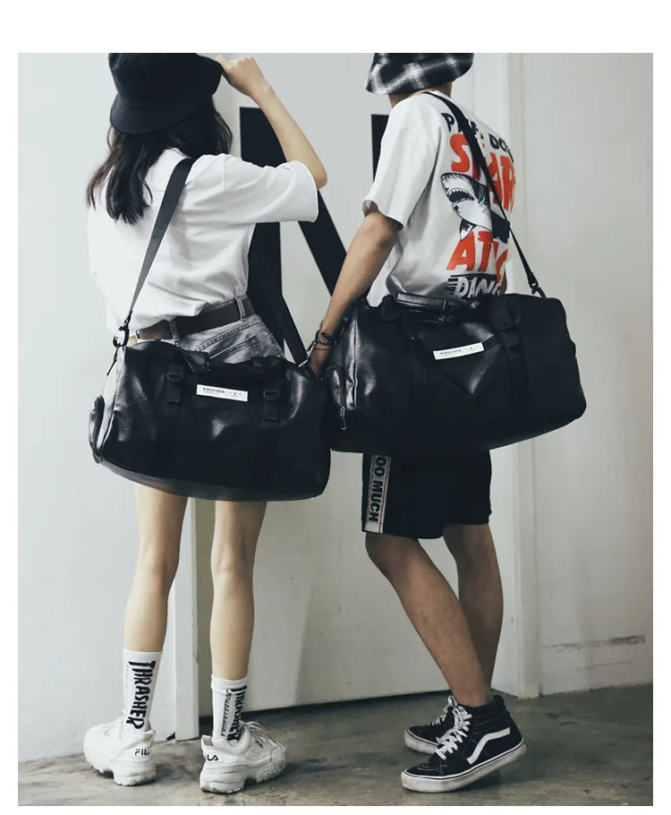 Sporttasche Leder Damen Fitness Schuhfach Herren Duffle Umhängetasche Wasserdicht Reise Training Große Sport Handtasche