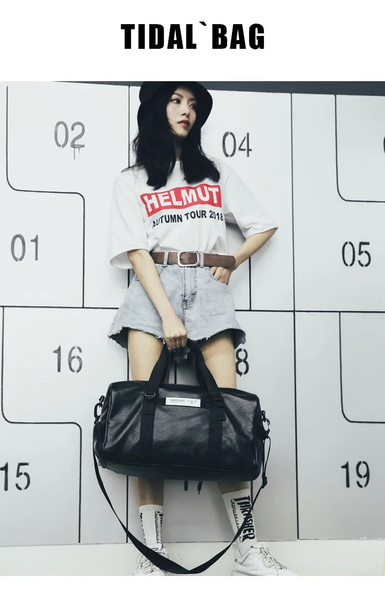 Sporttasche Leder Damen Fitness Schuhfach Herren Duffle Umhängetasche Wasserdicht Reise Training Große Sport Handtasche