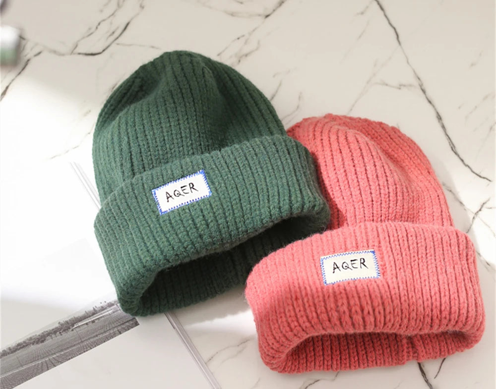 Lose Strickmütze mit großem Kopf, warme Wollmütze für Damen aus Satin, für den Außenbereich, Herbst und Winter, Show, kleine Gesichtskuppelmütze, Kleidungszubehör