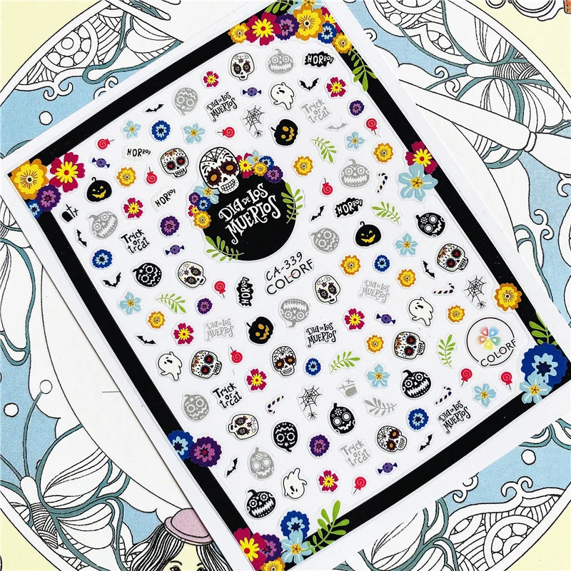 MG201011-38 WG661 Skull head snake sexy woman  3D Back glue Nail Art Stickers Decals Sliders Nail ornament decoration