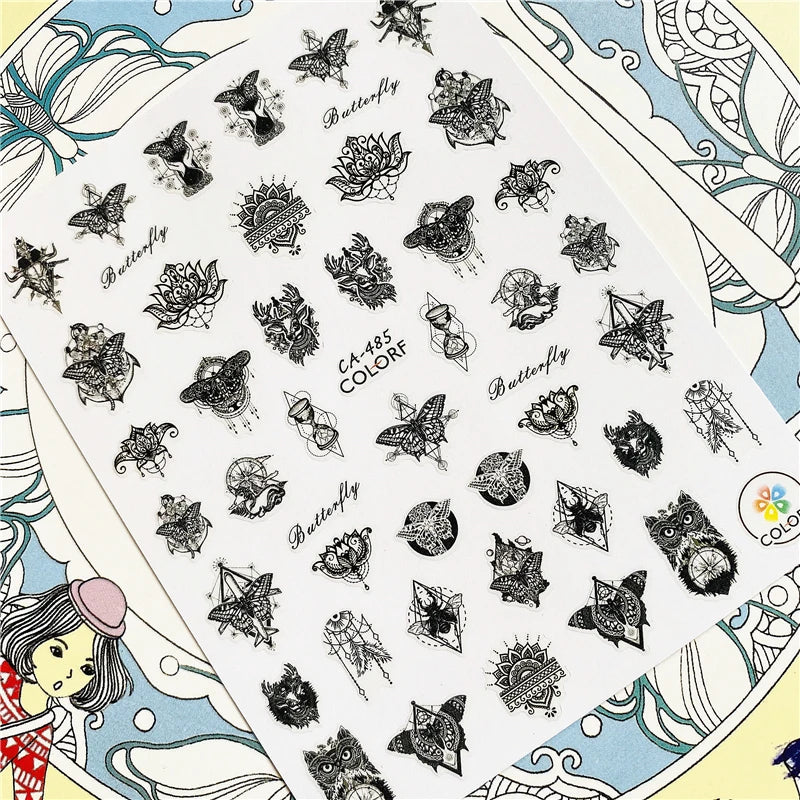 MG201011-38 WG661 Skull head snake sexy woman  3D Back glue Nail Art Stickers Decals Sliders Nail ornament decoration