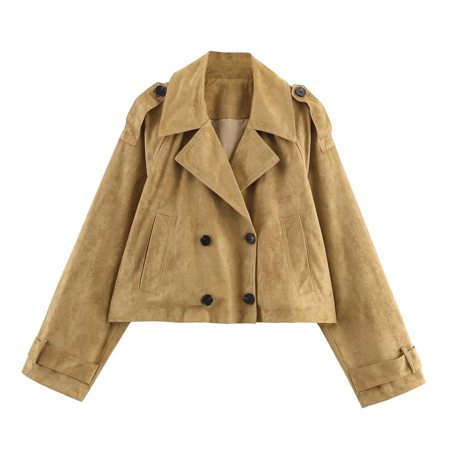 European and American Women's New Fashion Versatile Solid Color Short Long-sleeved Windbreaker Jacket