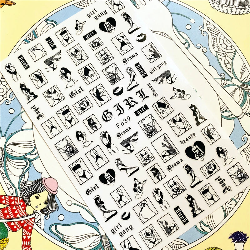 MG201011-38 WG661 Skull head snake sexy woman  3D Back glue Nail Art Stickers Decals Sliders Nail ornament decoration