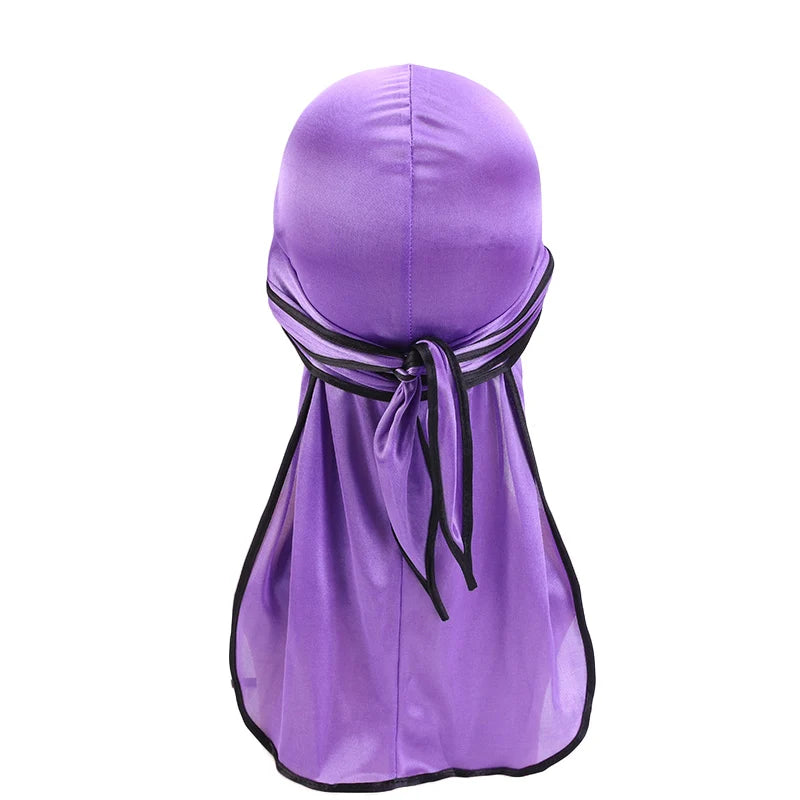 Durag mit langem Schwanz, seidiger Schal, muslimischer Doo Rag, Piratenhut, Durag, Chemo-Mütze, Totenkopfhut, Turban-Haarband, Bandanas, 18 Farben zur Auswahl