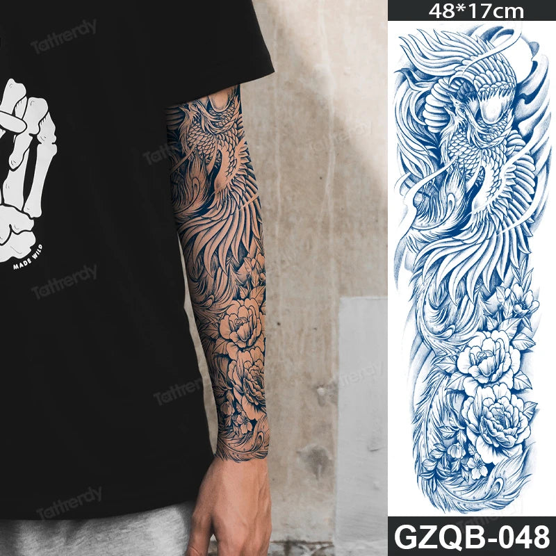Full Arm Sleeve Temporary Tattoos Juice Ink Lasting Semi Permanent Body Art Sexy Large Fake Tattoo for Men Women Adult Beauty