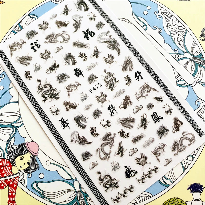 MG201011-38 WG661 Skull head snake sexy woman  3D Back glue Nail Art Stickers Decals Sliders Nail ornament decoration