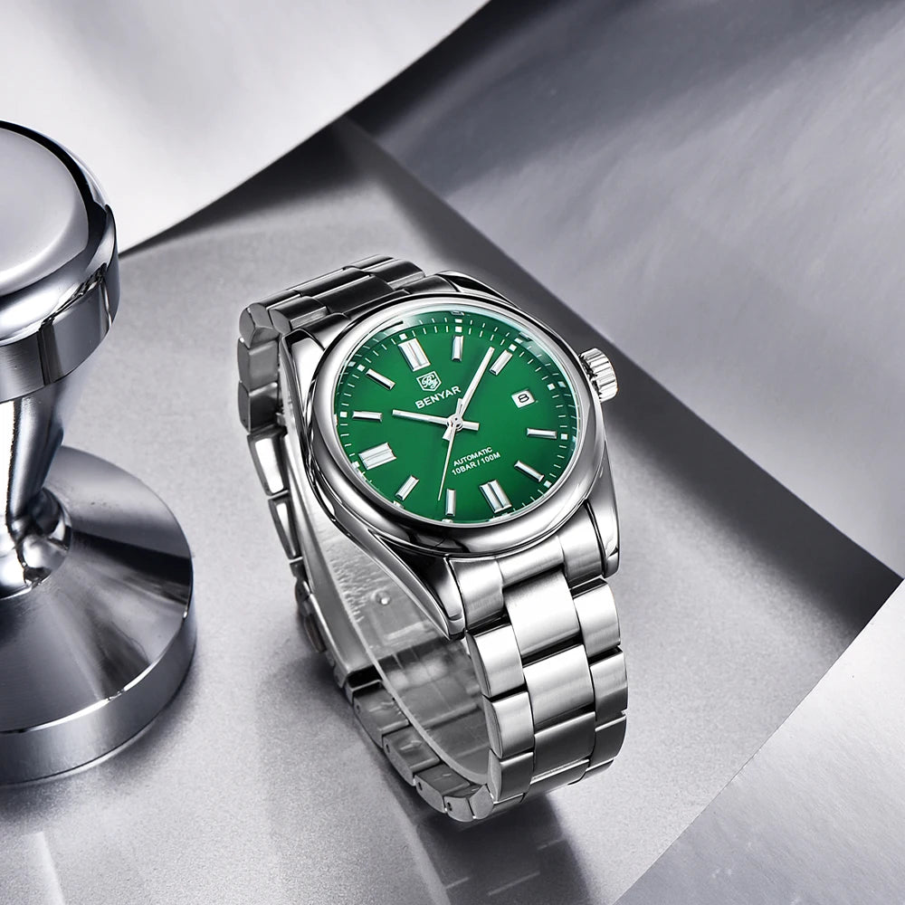 BENYAR Neue Taucheruhr für Männer 10Bar wasserdichte Herren Mechanische Armbanduhren Luxus Edelstahl Automatikuhren