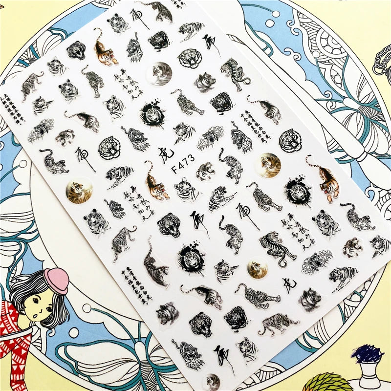 MG201011-38 WG661 Skull head snake sexy woman  3D Back glue Nail Art Stickers Decals Sliders Nail ornament decoration