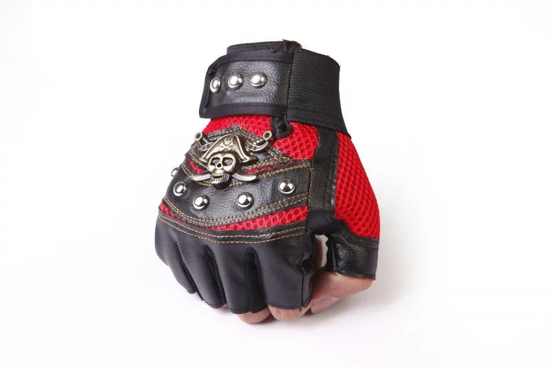 Fingerlose Handschuhe aus PU-Leder mit Totenkopf-Nieten für Herren und Damen, Mode, Hip-Hop, Punk-Handschuhe für Damen im Fitnessstudio, Halbfinger-Handschuhe für Herren