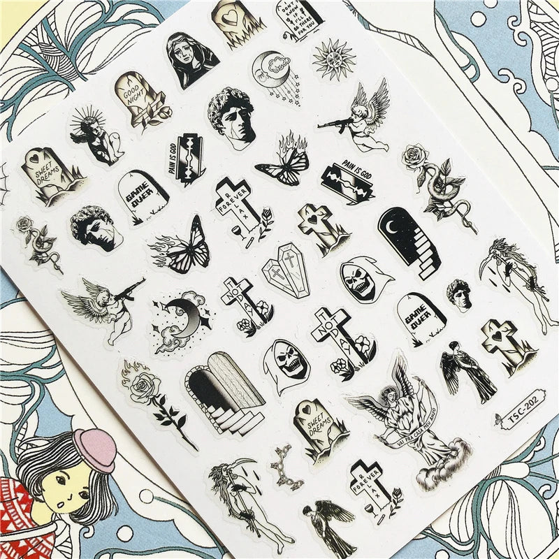 MG201011-38 WG661 Skull head snake sexy woman  3D Back glue Nail Art Stickers Decals Sliders Nail ornament decoration