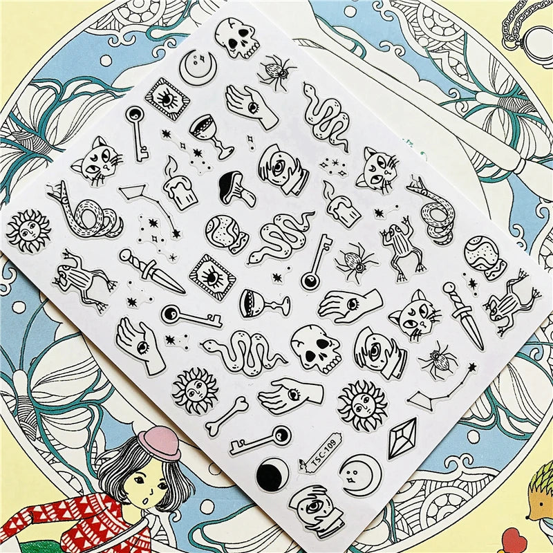 MG201011-38 WG661 Skull head snake sexy woman  3D Back glue Nail Art Stickers Decals Sliders Nail ornament decoration