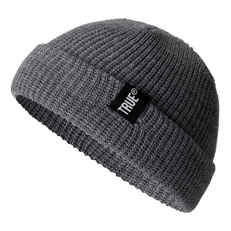 Hot Sale Daily Short Beanie Hat Unisex Sailor Style Winter Hat Men Women Ribbed Knitted Melon Cap True Letter Baggy Skull Hat