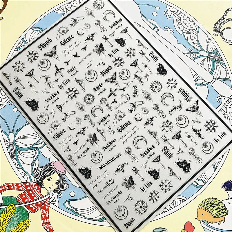 MG201011-38 WG661 Skull head snake sexy woman  3D Back glue Nail Art Stickers Decals Sliders Nail ornament decoration