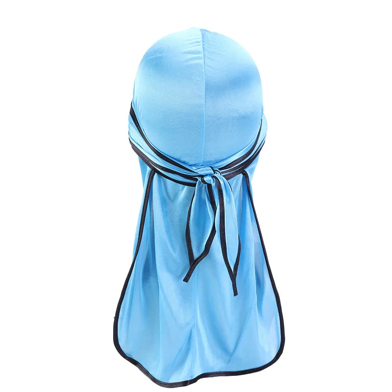 Durag mit langem Schwanz, seidiger Schal, muslimischer Doo Rag, Piratenhut, Durag, Chemo-Mütze, Totenkopfhut, Turban-Haarband, Bandanas, 18 Farben zur Auswahl