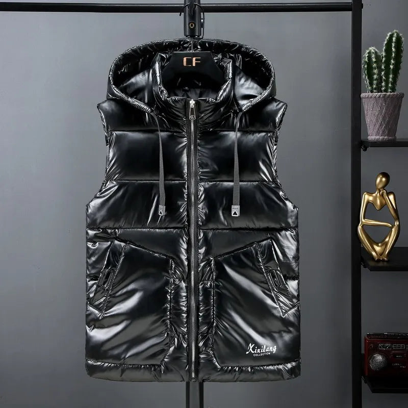 Women Winter Vests Hooded New Short Bright Color Vest Cotton Padded Jacket Sleeveless Female Winter Waistcoat Vest