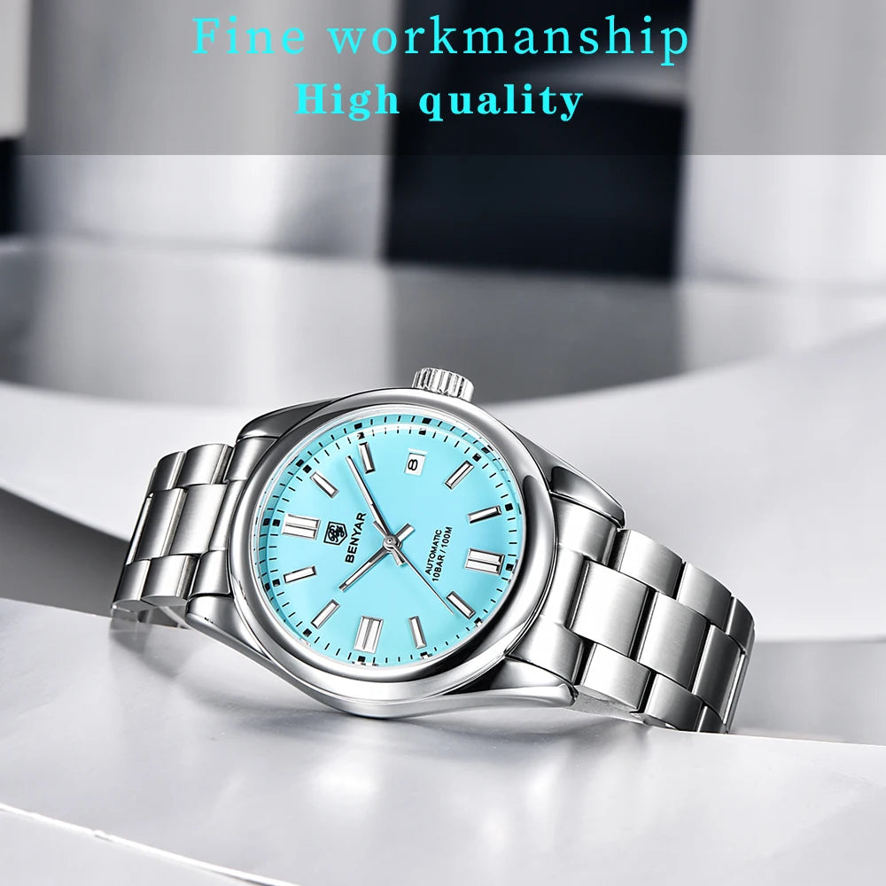BENYAR Neue Taucheruhr für Männer 10Bar wasserdichte Herren Mechanische Armbanduhren Luxus Edelstahl Automatikuhren