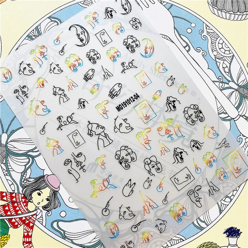 MG201011-38 WG661 Skull head snake sexy woman  3D Back glue Nail Art Stickers Decals Sliders Nail ornament decoration