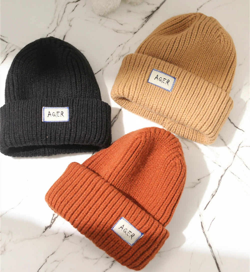 Lose Strickmütze mit großem Kopf, warme Wollmütze für Damen aus Satin, für den Außenbereich, Herbst und Winter, Show, kleine Gesichtskuppelmütze, Kleidungszubehör