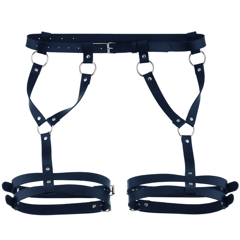 Sexy PU Leather Leg Sword Garter Body Bondage Belts for Women Black Harness Belt Waist Strap Punk Gothic Clothes Lingerie