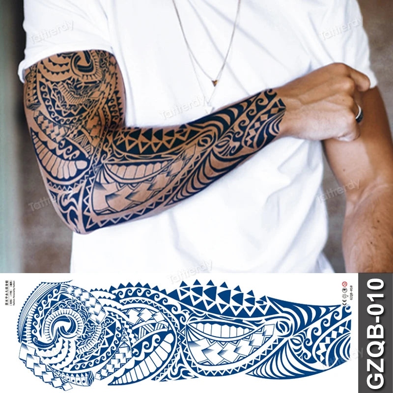 Full Arm Sleeve Temporary Tattoos Juice Ink Lasting Semi Permanent Body Art Sexy Large Fake Tattoo for Men Women Adult Beauty