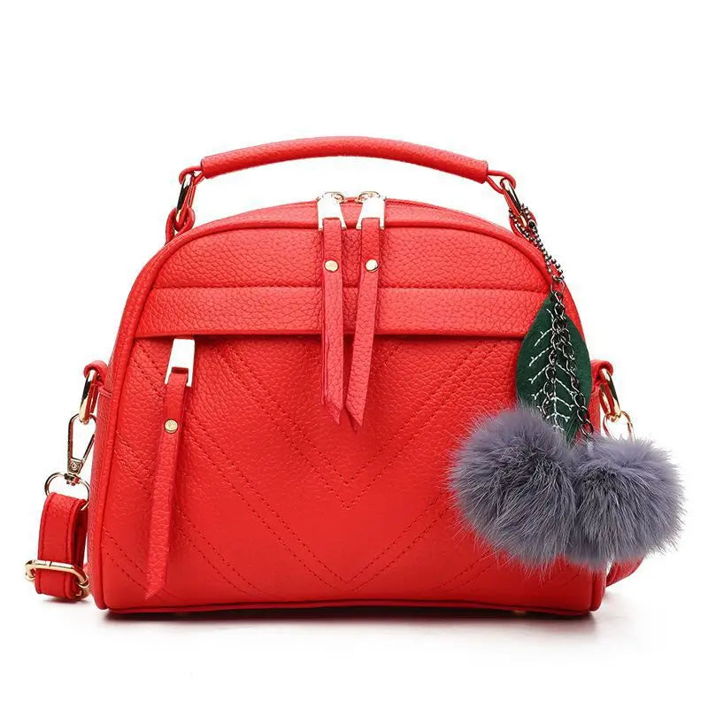 PU Leather Small Handbag For Women Girl Fashion Tassel Messenger Bags With Ball Female Shoulder Bags Ladies Party Crossby Bag