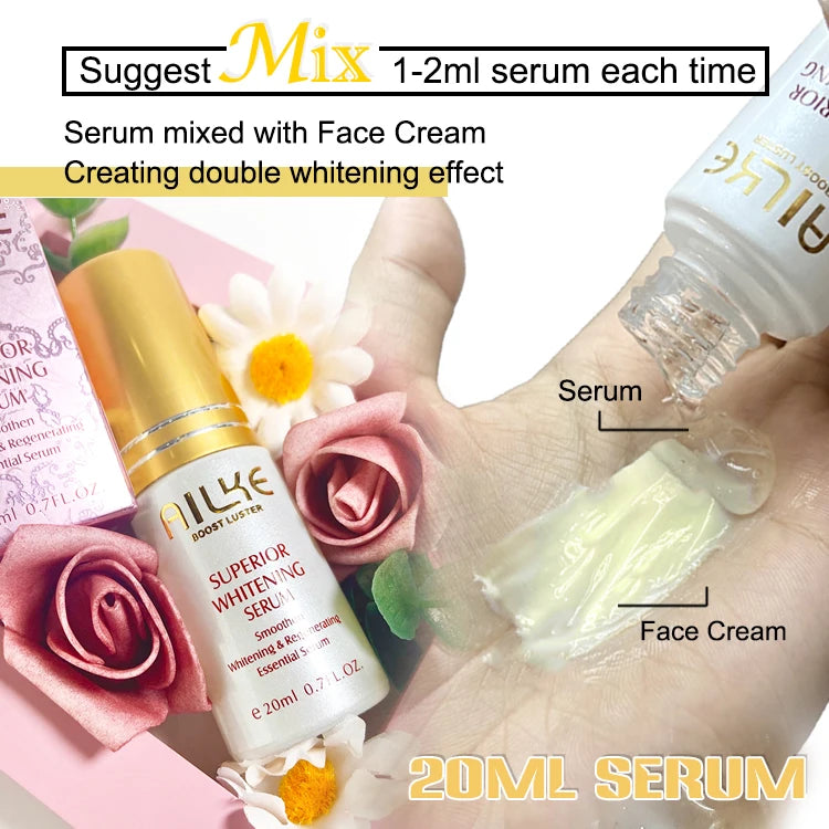 AILKE Lightening Facial Skin Care Cream With Glutathione, Reduce Dark Spots, Improve Dull Skin, Moisturizing Face Clean Set