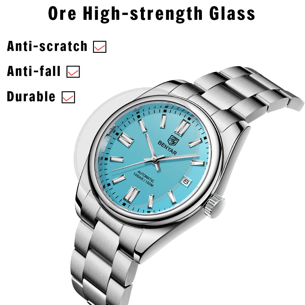BENYAR Neue Taucheruhr für Männer 10Bar wasserdichte Herren Mechanische Armbanduhren Luxus Edelstahl Automatikuhren
