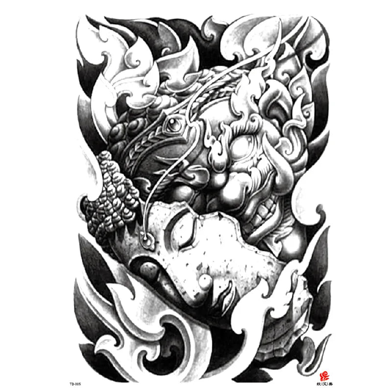 Wholesale Cool Big Full Back Tattoo Designs Large Size Temporary Tattoo Men's Full Back Tattoo Sticker