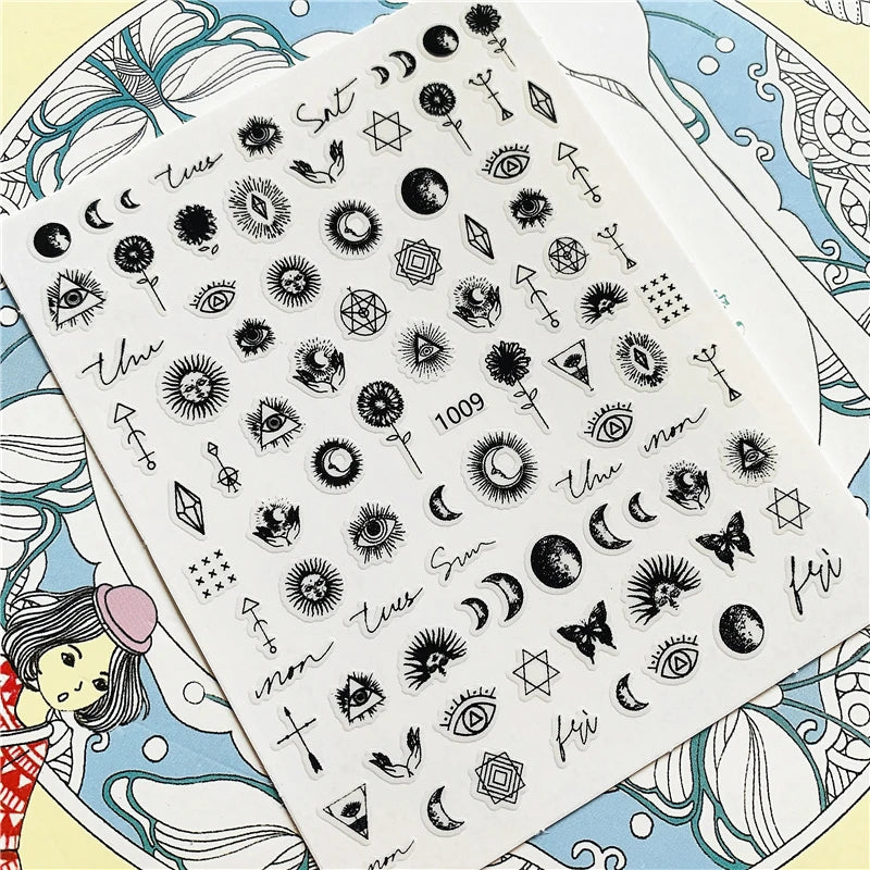 MG201011-38 WG661 Skull head snake sexy woman  3D Back glue Nail Art Stickers Decals Sliders Nail ornament decoration