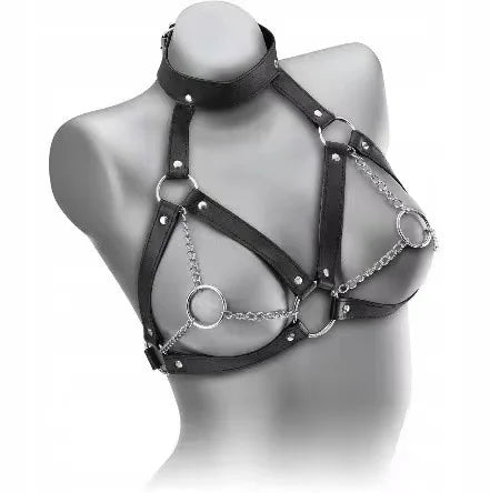 SM Chastity Teach and Bind Flirting Dog Slave Adult European and American Women PU Bdsm Binding Leather Sexy Body Iron Chain Bra