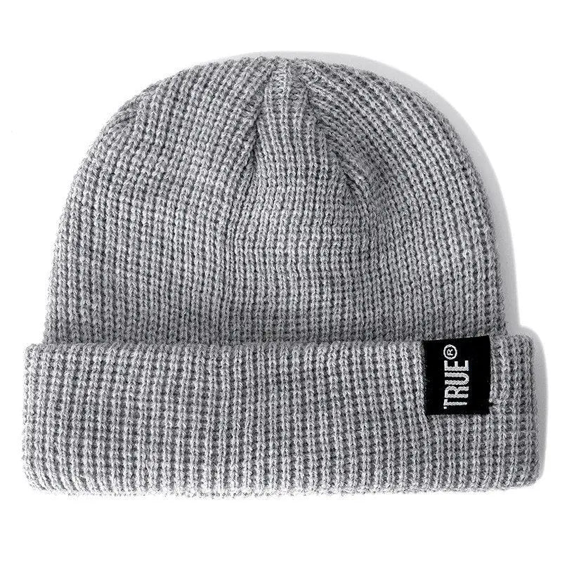 Hot Sale Daily Short Beanie Hat Unisex Sailor Style Winter Hat Men Women Ribbed Knitted Melon Cap True Letter Baggy Skull Hat