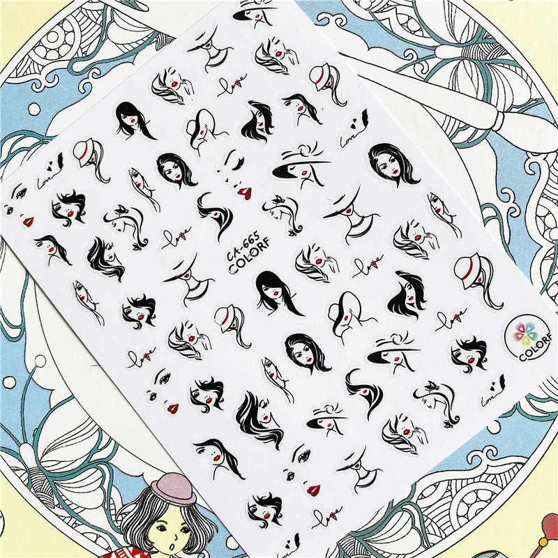 MG201011-38 WG661 Skull head snake sexy woman  3D Back glue Nail Art Stickers Decals Sliders Nail ornament decoration