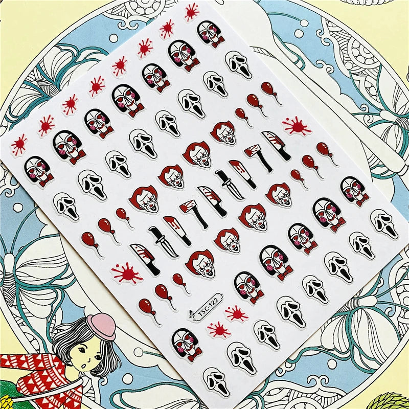 MG201011-38 WG661 Skull head snake sexy woman  3D Back glue Nail Art Stickers Decals Sliders Nail ornament decoration