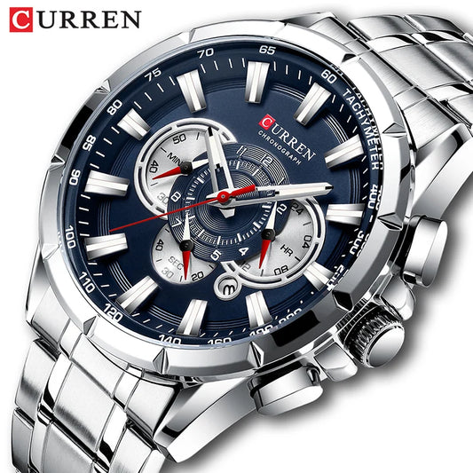 CURREN Wrist Watch Men Waterproof Chronograph Military Army Stainless Steel Male Clock Top Brand Luxury Man Sport Watches 8363