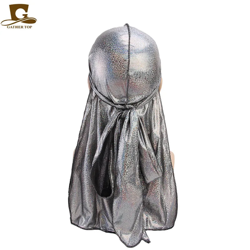 Durag mit langem Schwanz, seidiger Schal, muslimischer Doo Rag, Piratenhut, Durag, Chemo-Mütze, Totenkopfhut, Turban-Haarband, Bandanas, 18 Farben zur Auswahl