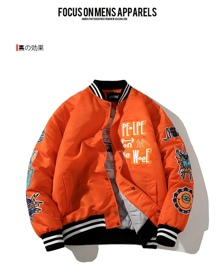 Winter Varsity Jacke Männer Frauen Embriodey Basketball Jacke Retro Mode Pilot Jacke Männer Tier Paar Kleidung High Street