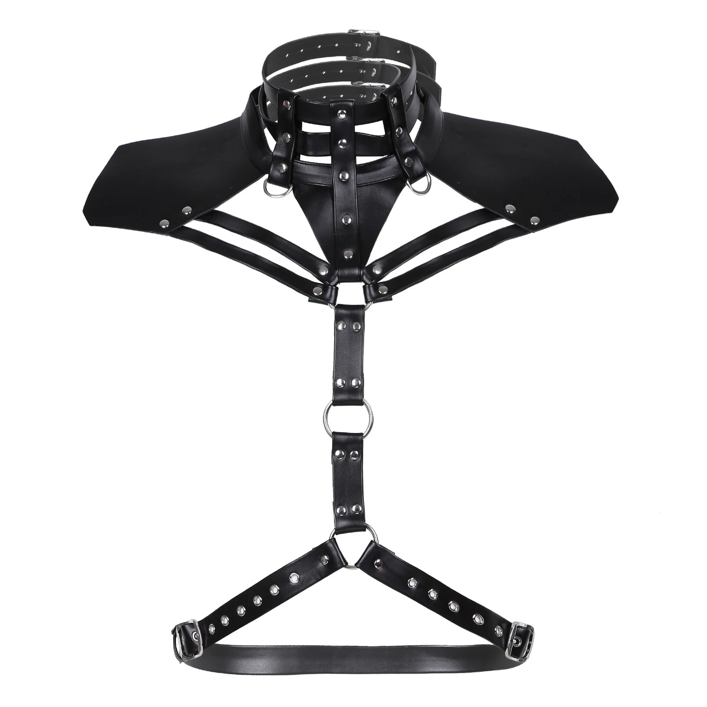 Chest Harness Belt Mens Lingerie Rivet Halter High Neck Strappy Shoulder Faux Leather O-ring Waist Strap Harness for Nightclub