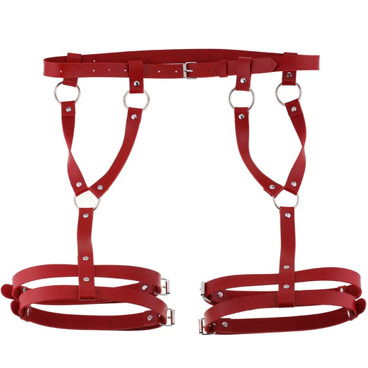 Sexy PU Leather Leg Sword Garter Body Bondage Belts for Women Black Harness Belt Waist Strap Punk Gothic Clothes Lingerie