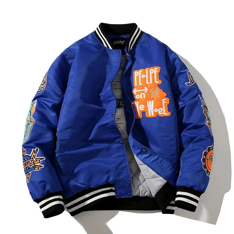 Winter Varsity Jacke Männer Frauen Embriodey Basketball Jacke Retro Mode Pilot Jacke Männer Tier Paar Kleidung High Street