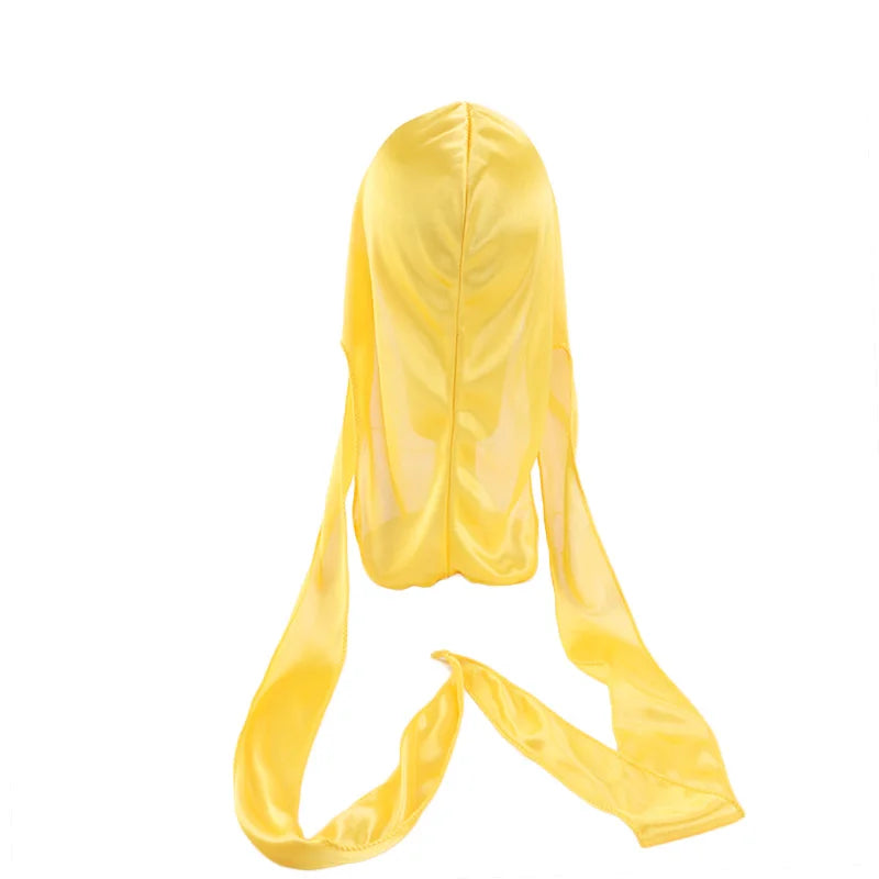 Durag mit langem Schwanz, seidiger Schal, muslimischer Doo Rag, Piratenhut, Durag, Chemo-Mütze, Totenkopfhut, Turban-Haarband, Bandanas, 18 Farben zur Auswahl